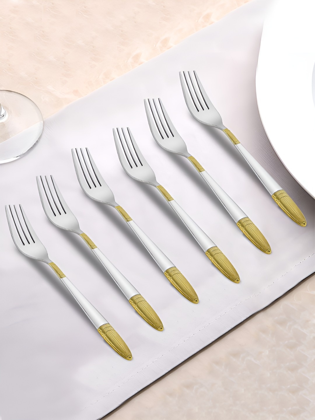 

Parage 6 Pieces Stainless Steel Dinner Fork Set, Gold