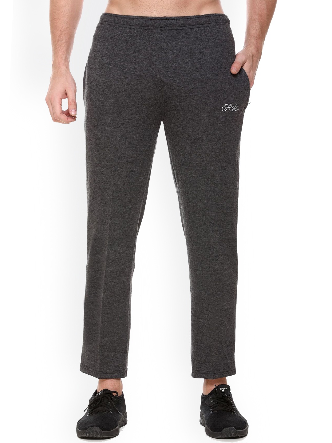 

FCKPLUS Men Striped Cotton Regular Fit Track Pants, Grey