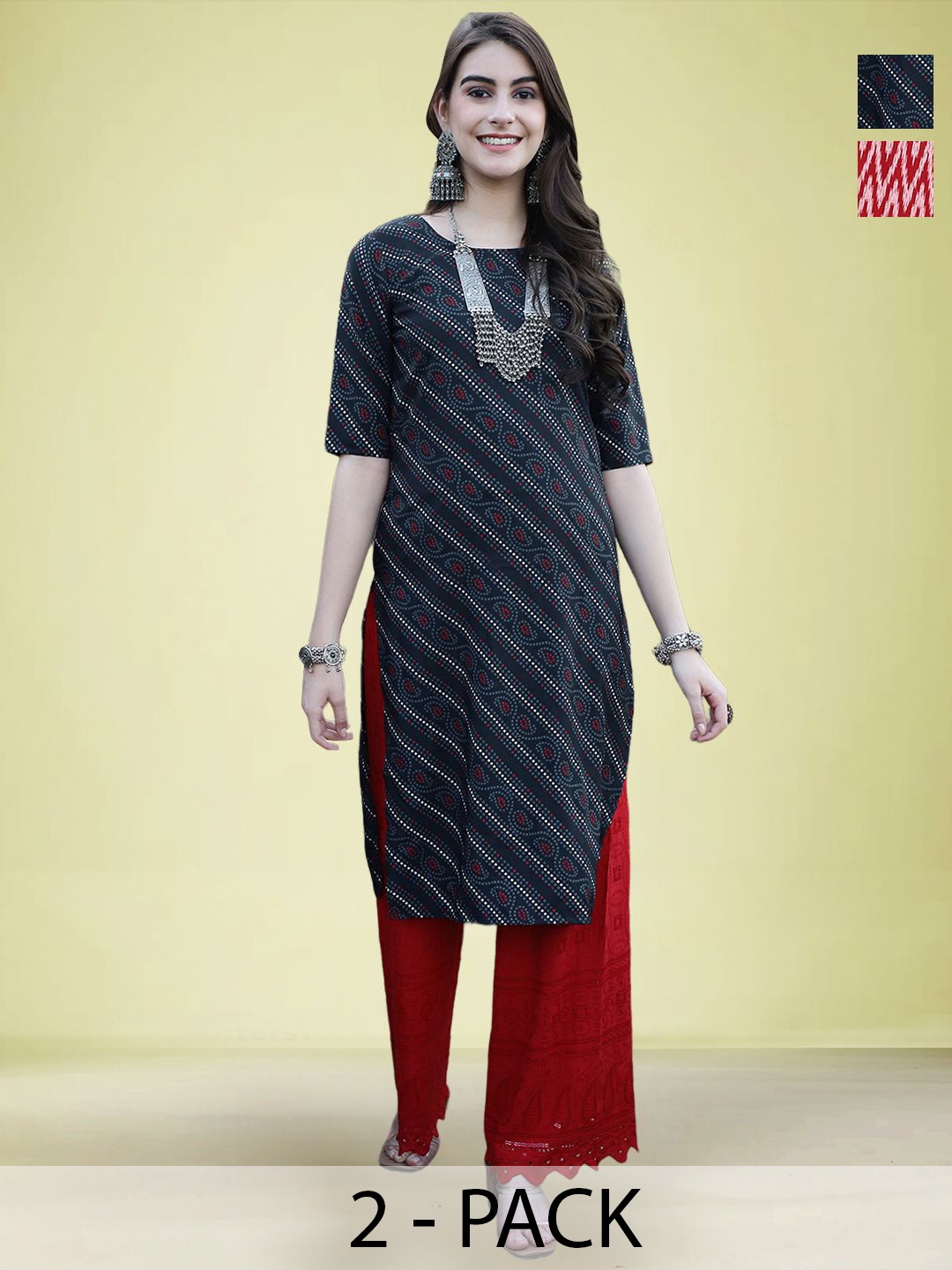 

Moda Rapido Pack Of 2 Printed Straight Kurta, Blue