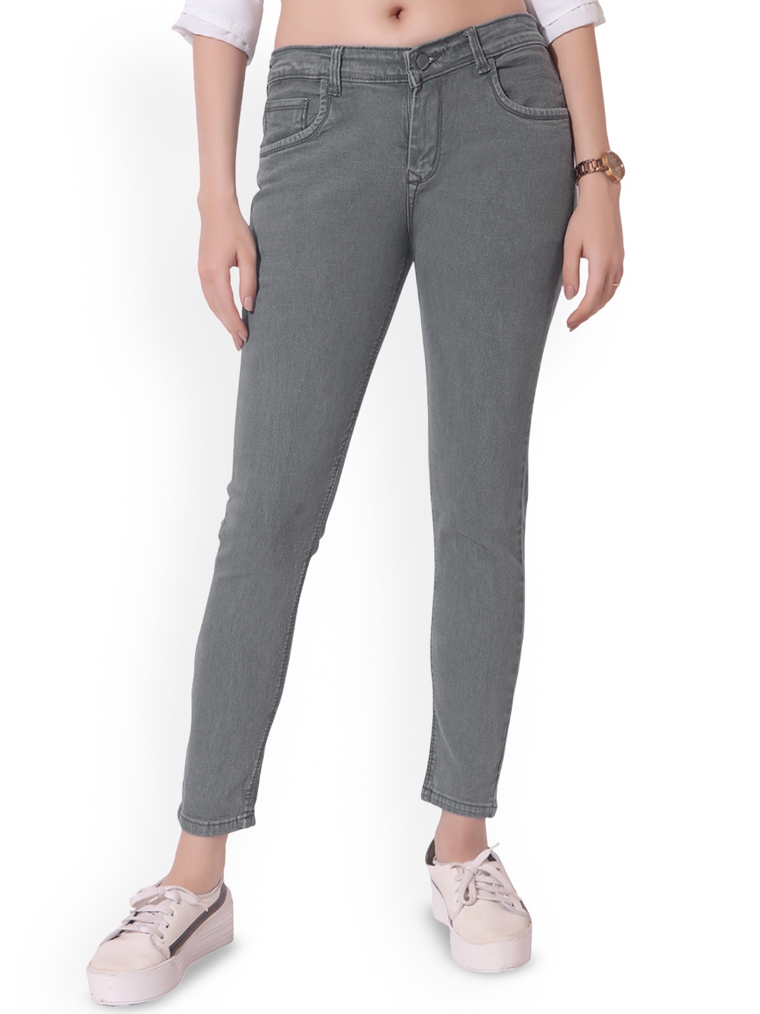 

CEFALU Women Comfort Slim Fit Stretchable Jeans, Grey
