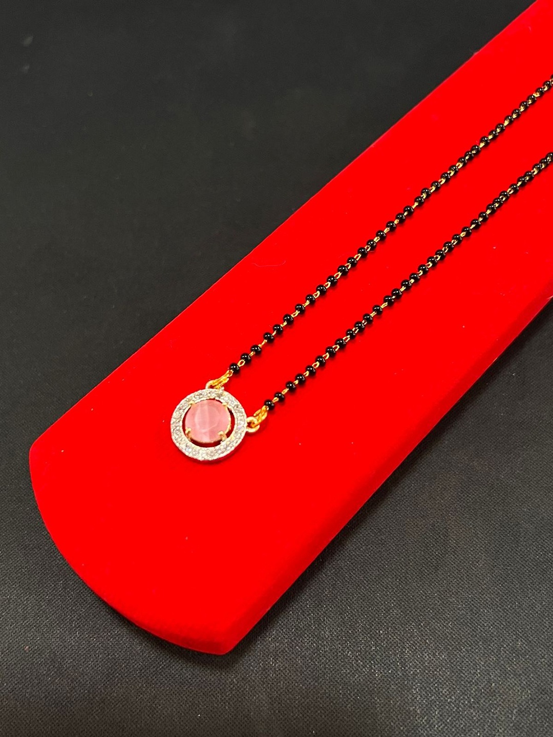

AKLINA Rhodium-Plated Artificial Stones and Beads Mangalsutra, Silver