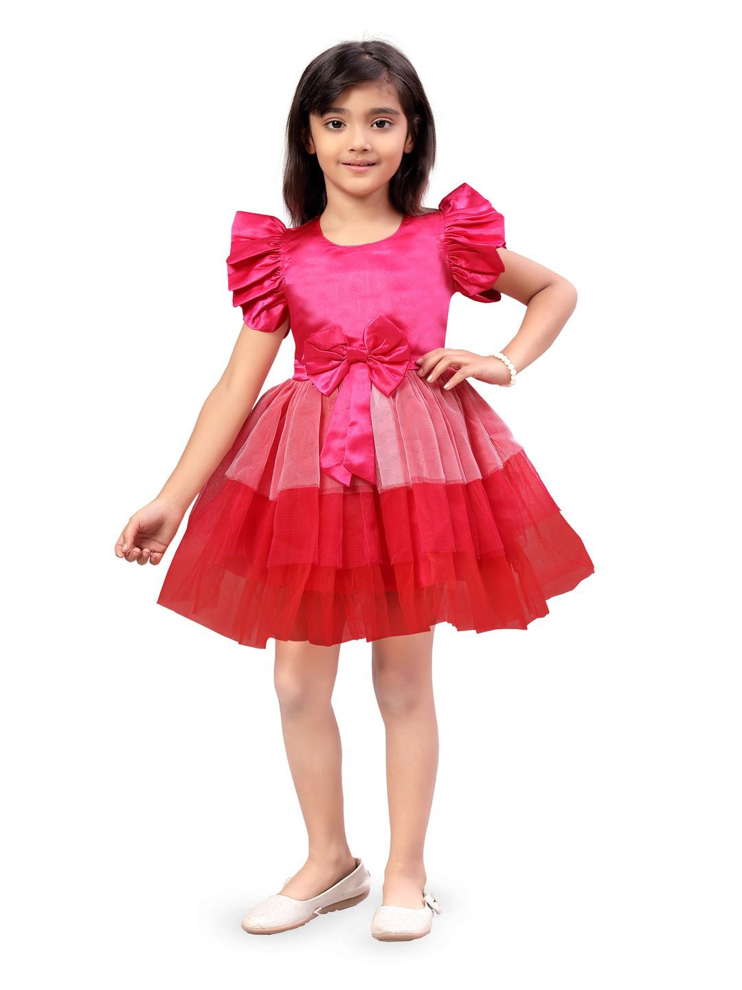 

Sangria Girls Fit & Flared Ruffle Dress, Pink