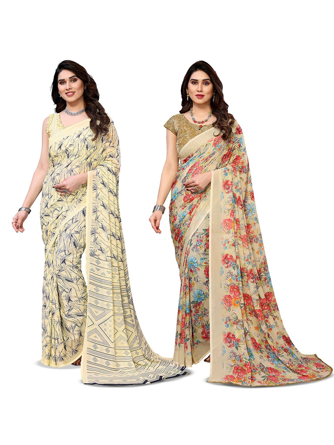

Moda Rapido Floral Poly Georgette Saree, Yellow
