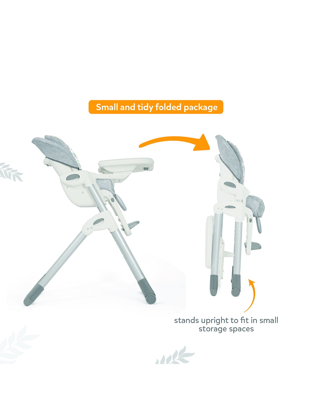 

Joie Printed 2 In 1 Mimzy Recline Wild Muted Birth To 15 Kgs High Chair, Grey