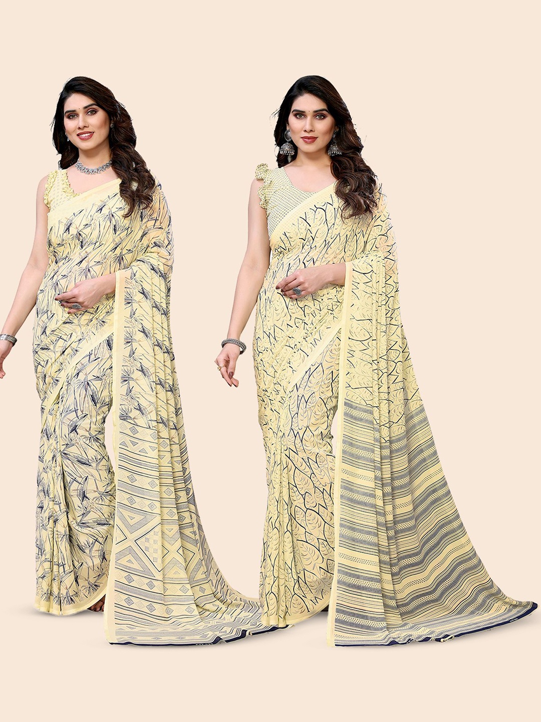 

Moda Rapido Floral Poly Georgette Saree, Yellow