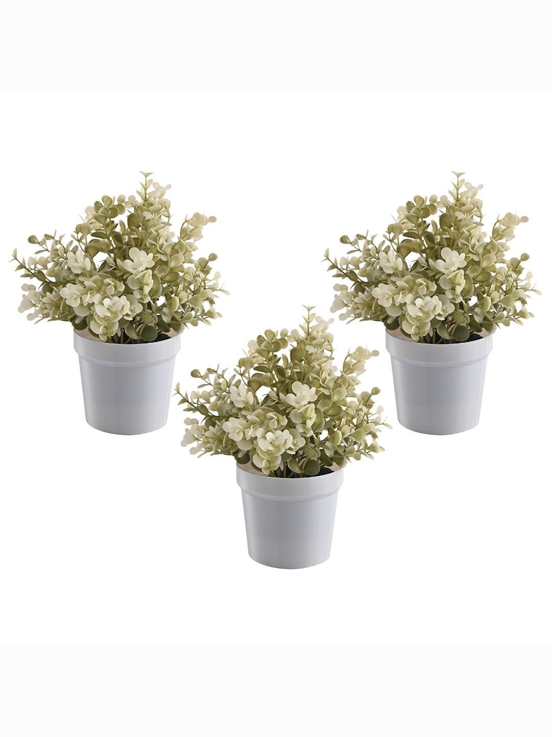 

Kuber Industries White 3 Pieces Succulent Artificial Plant With Pot