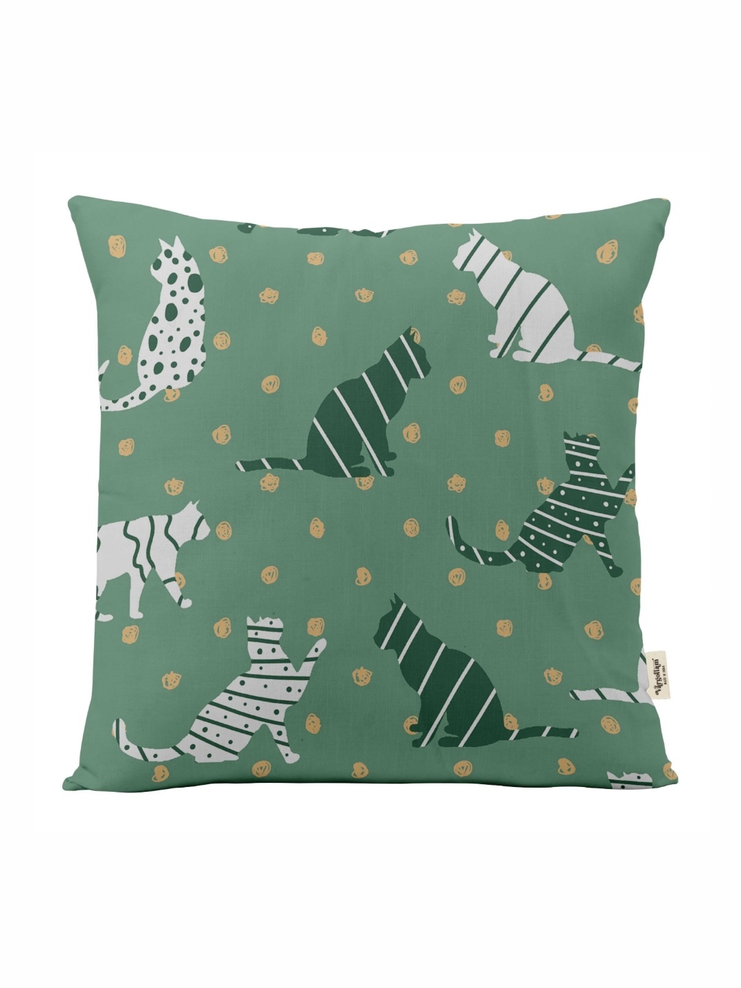 

Vargottam Green & White Set of 5 Geometric Square Cushion Covers