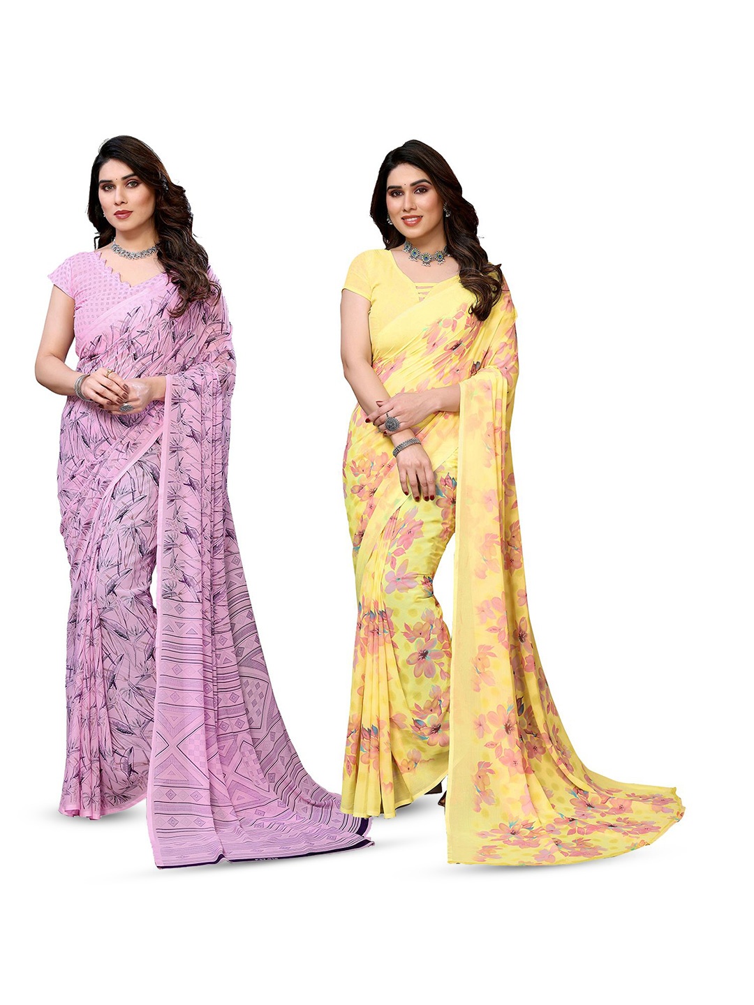 

Moda Rapido Floral Poly Georgette Saree, Yellow