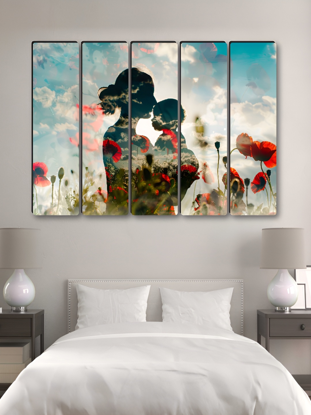 

Aura White & Pink 5 Piece Synthetic Wood Floral and Botanical Wall Paintings