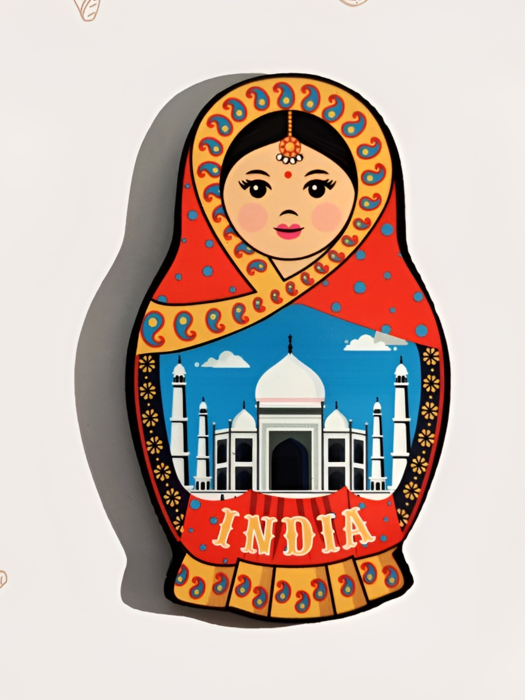 

MAATIR DESIGNS Red & Blue Printed Doll Magnet