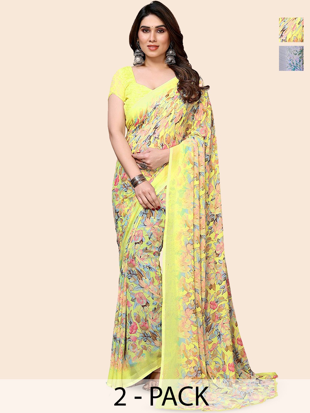 

Moda Rapido Floral Poly Georgette Saree, Yellow