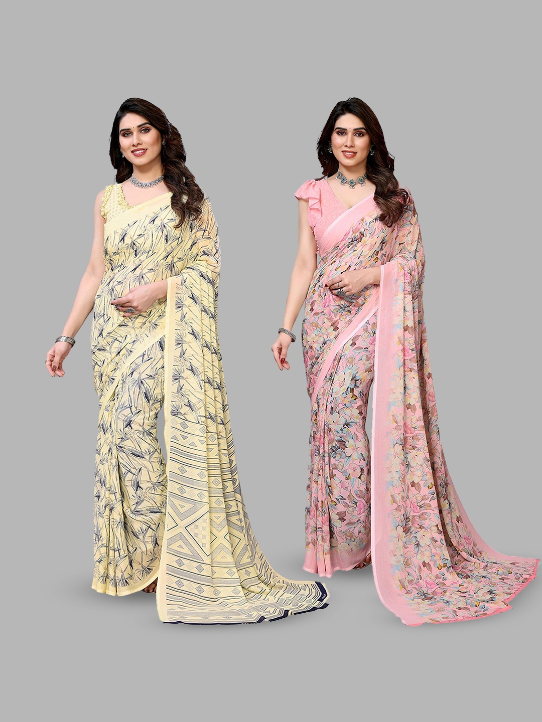 

Moda Rapido Floral Poly Georgette Saree, Yellow
