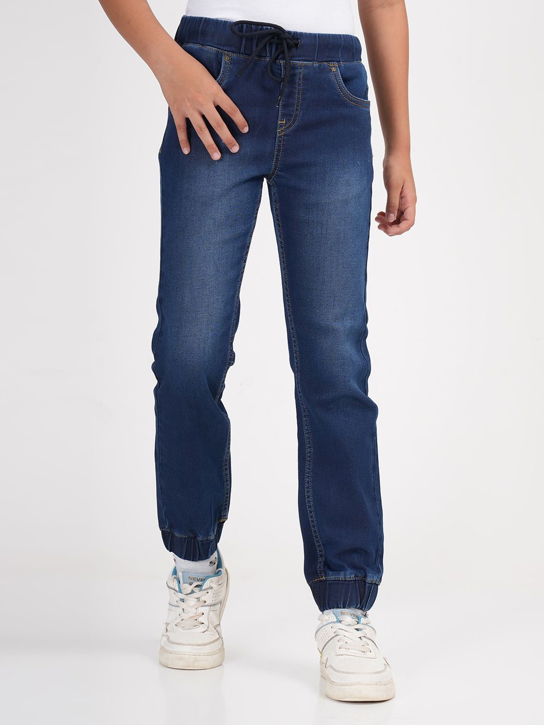 

ZION Kids Cotton Knitted Jogger Denim Jeans, Navy blue