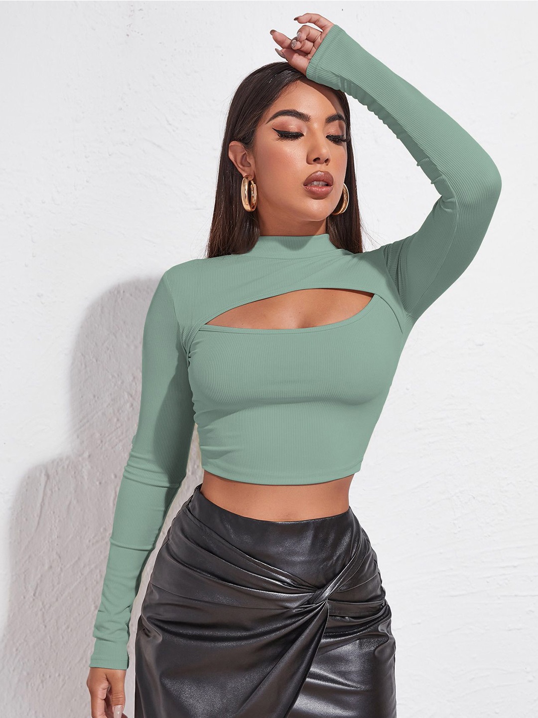 

AVANOVA Women Cut-Out Details Crop Top, Green