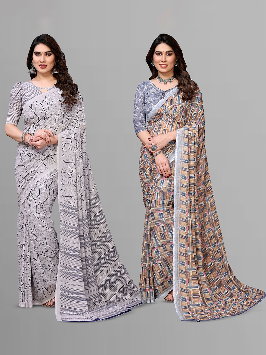 

Moda Rapido Poly Georgette Saree, Grey