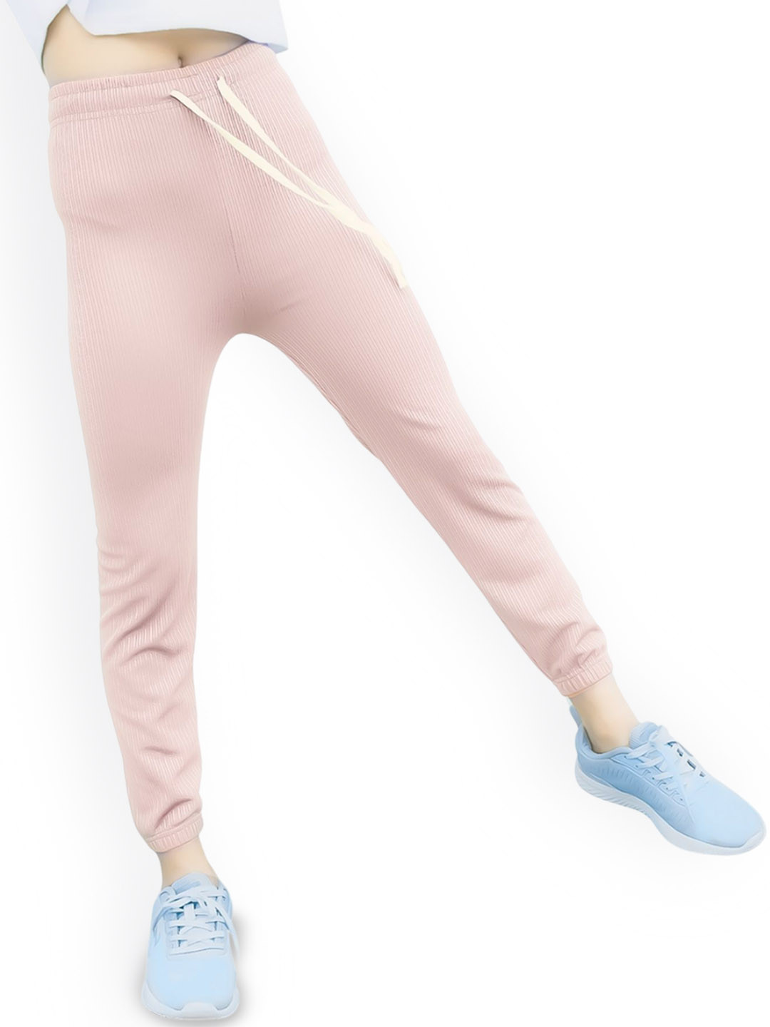 

The Little Lookers Kids Striped Mid-Rise Joggers, Pink