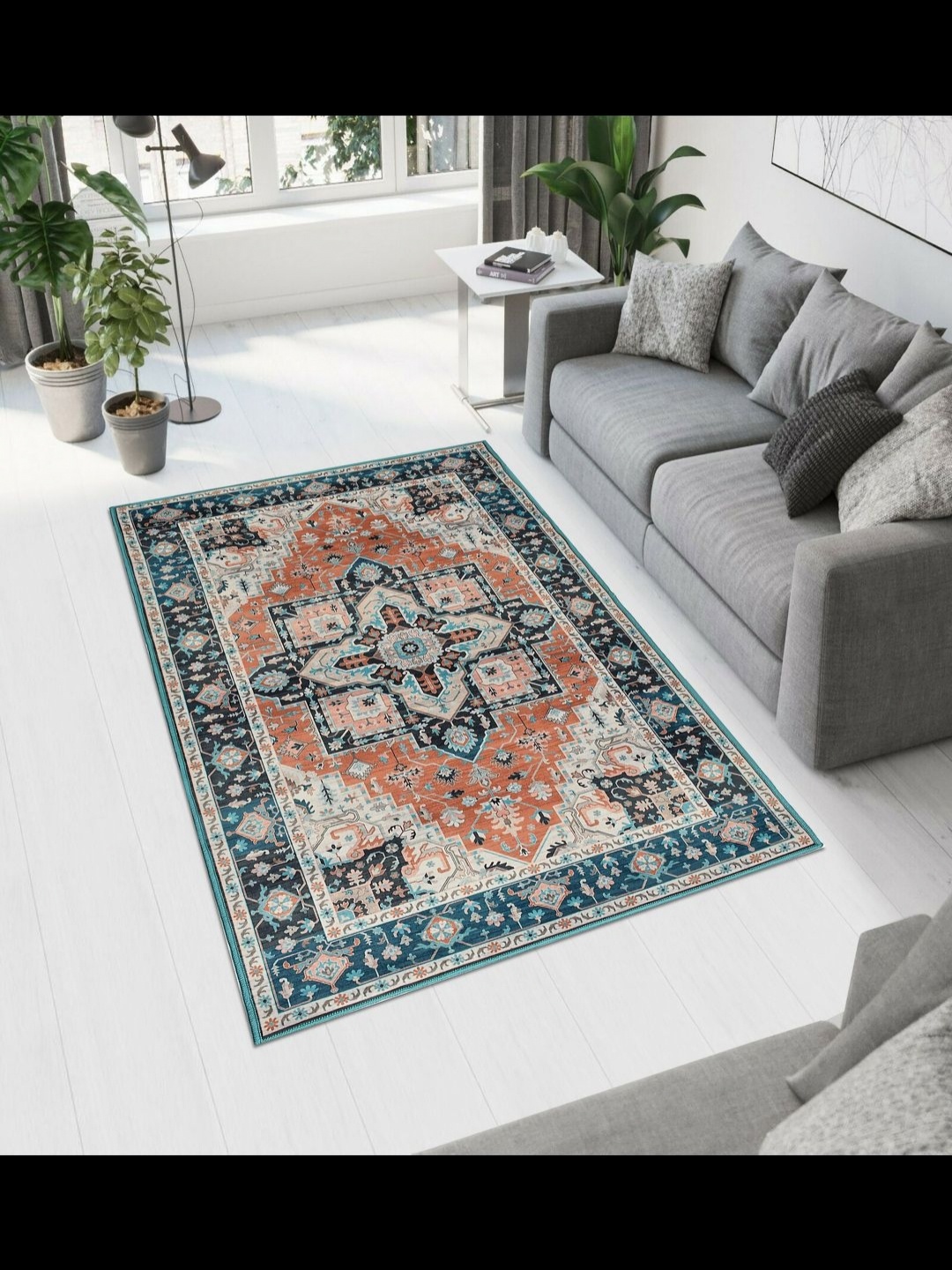 

MAA HOME CONCEPT Blue Ethnic Motifs Anti-Skid Woollen Carpet