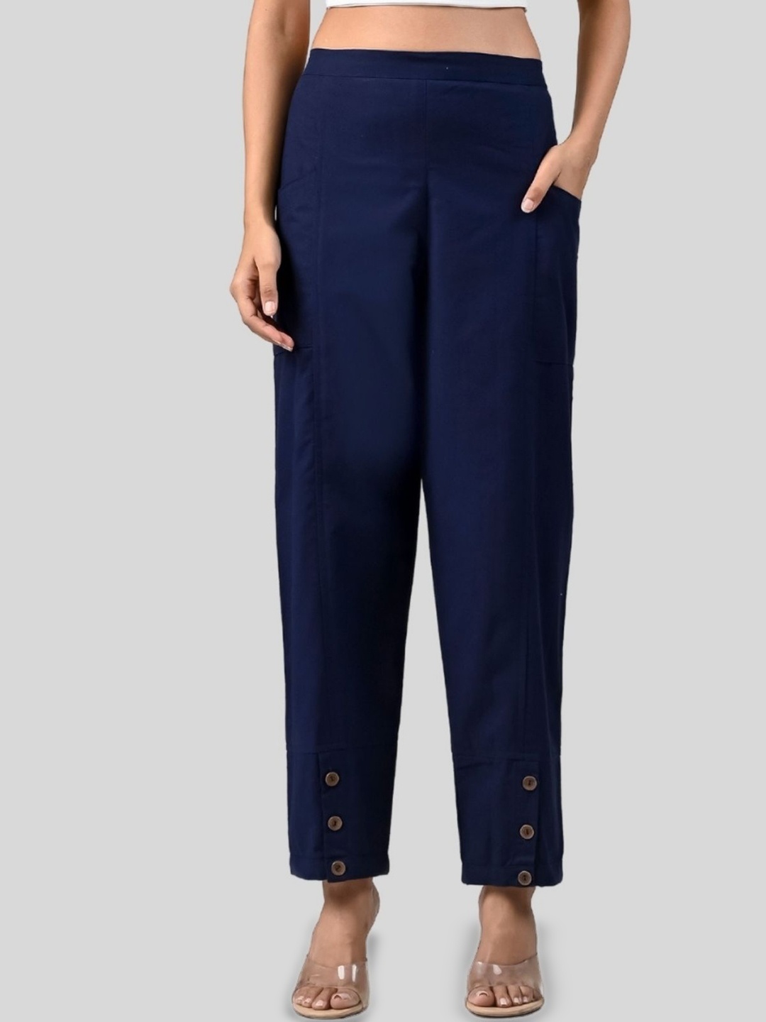 

GiftyBasket Women Relaxed Cargos Trousers, Navy blue