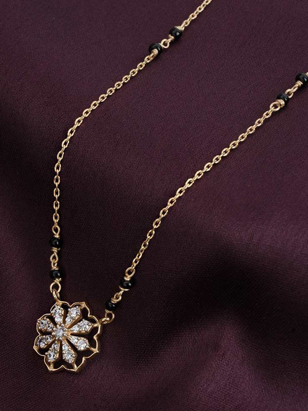 

PALMONAS 925 Sterling Silver Gold-Plated Stones and Beads Mandala Mangalsutra