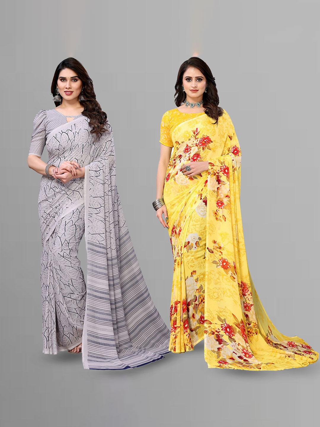 

Moda Rapido Floral Poly Georgette Saree, Yellow