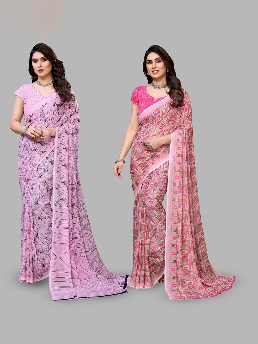 

Moda Rapido Poly Georgette Saree, Pink