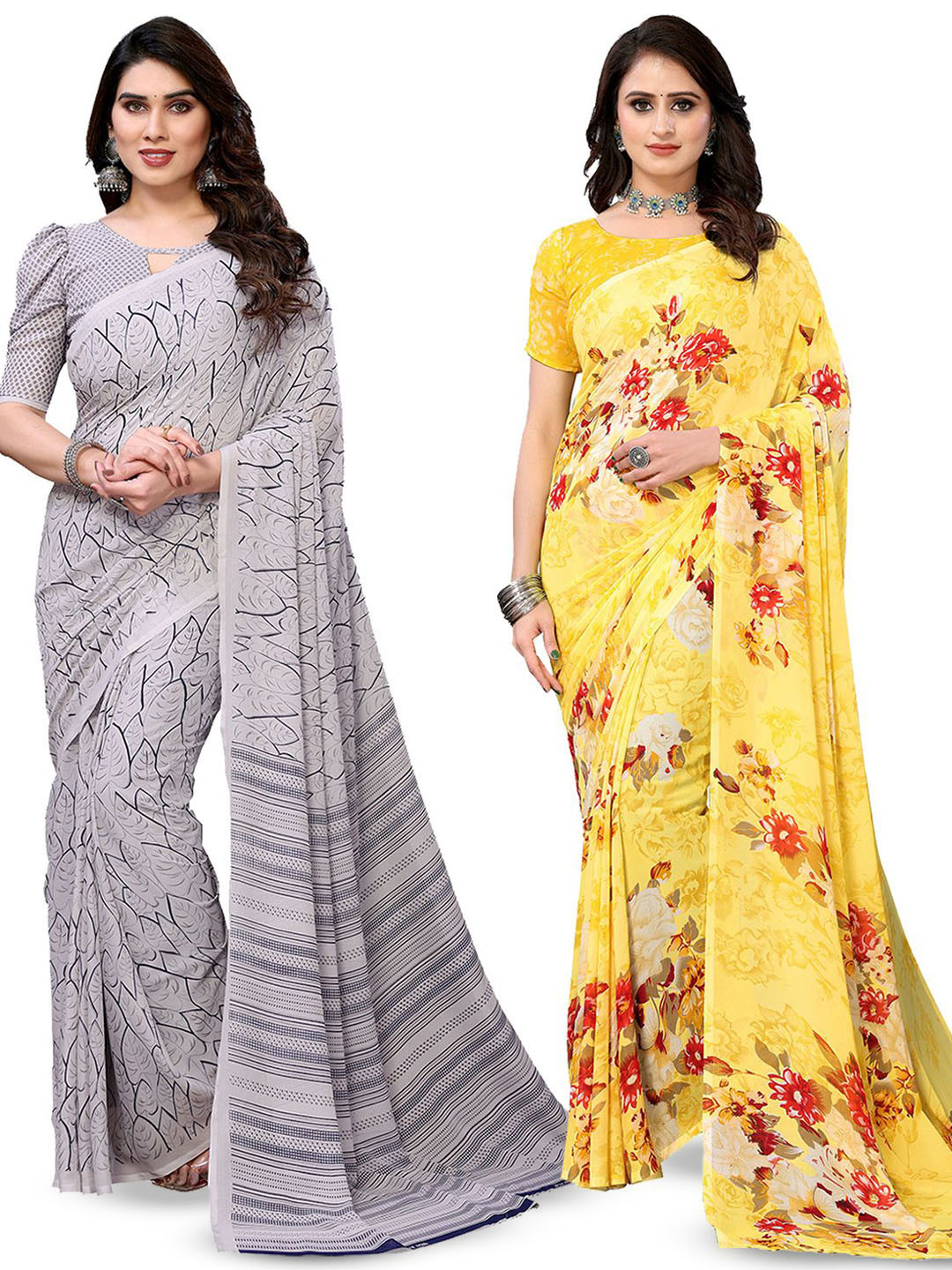 

Moda Rapido Floral Poly Georgette Saree, Yellow