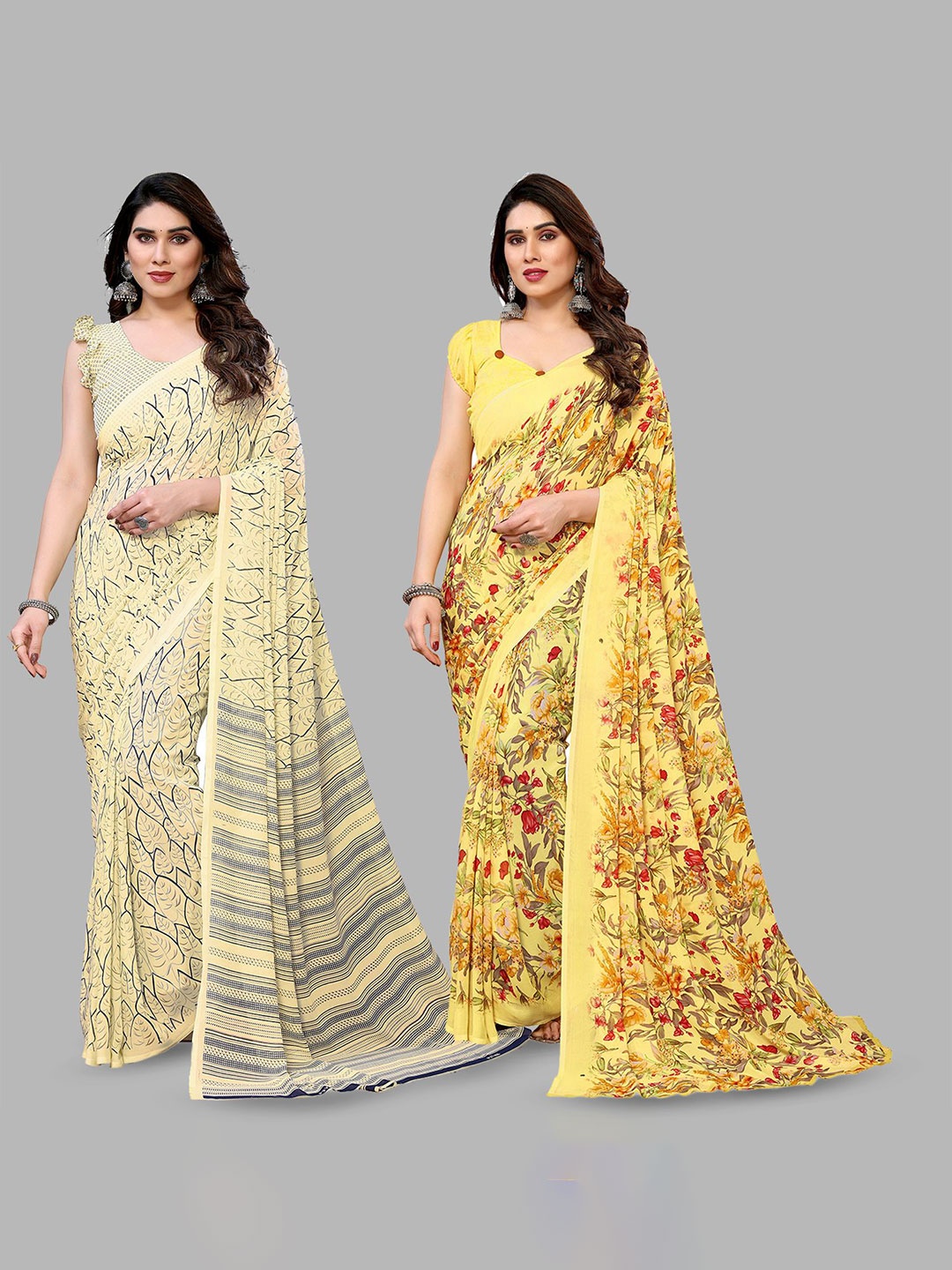 

Moda Rapido Floral Poly Georgette Saree, Yellow