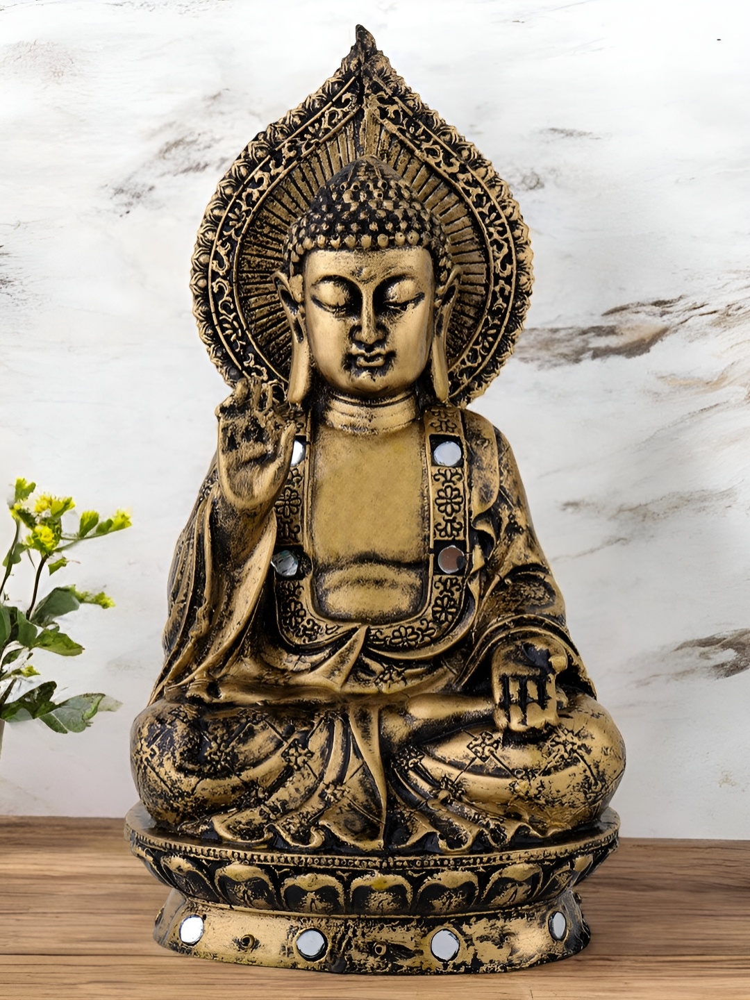 

VIVARS CRAFT Gold-Toned Buddha Figurine Showpiece