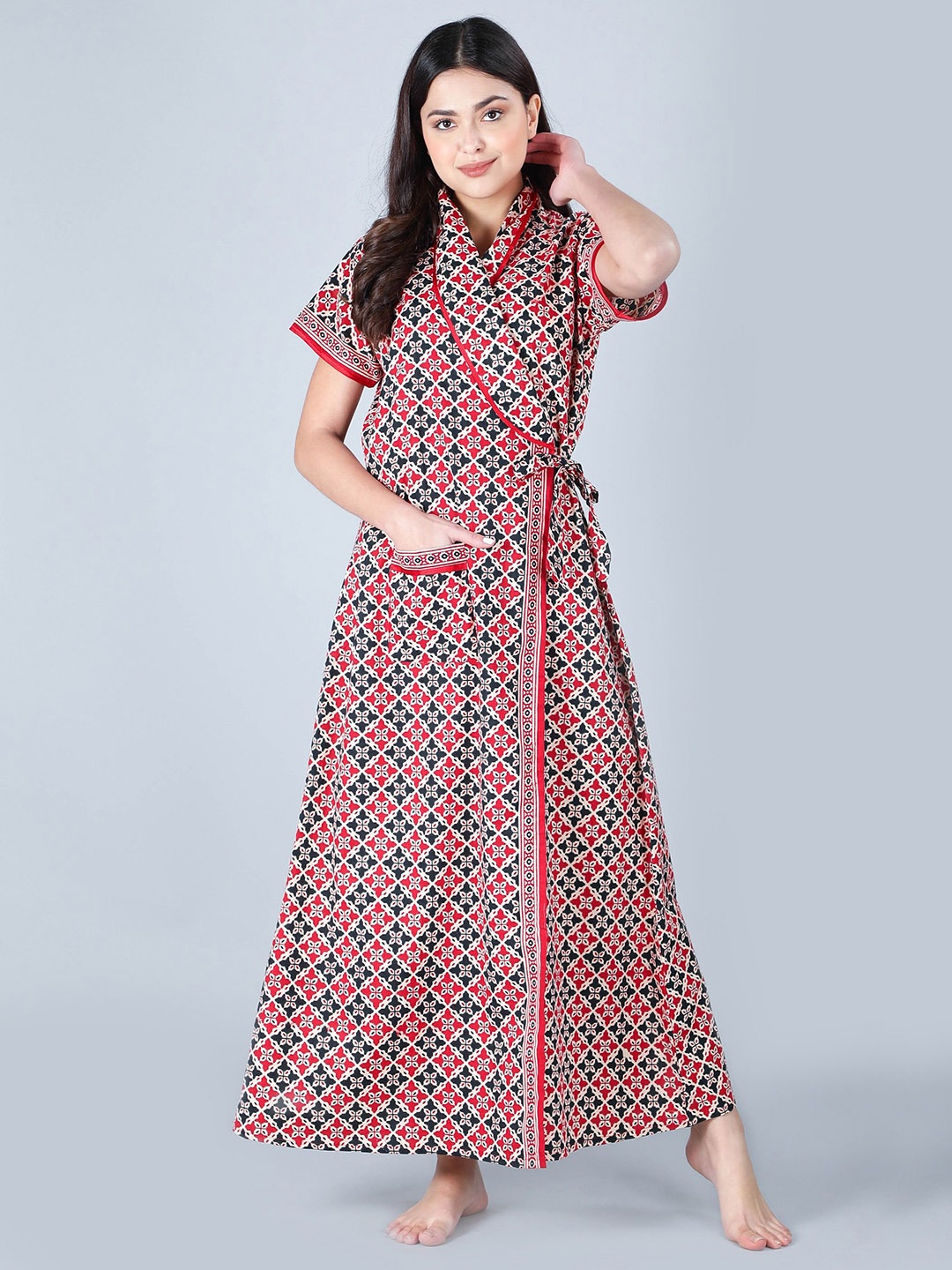 

BELLAMY Printed Maxi Nightdress, Red