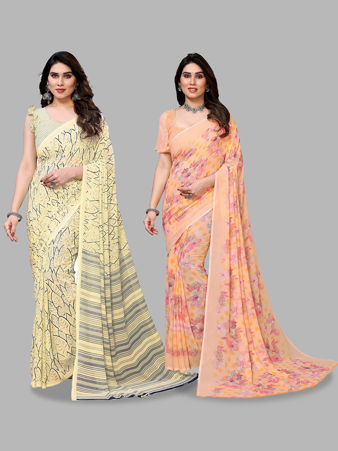 

Moda Rapido Floral Poly Georgette Saree, Yellow