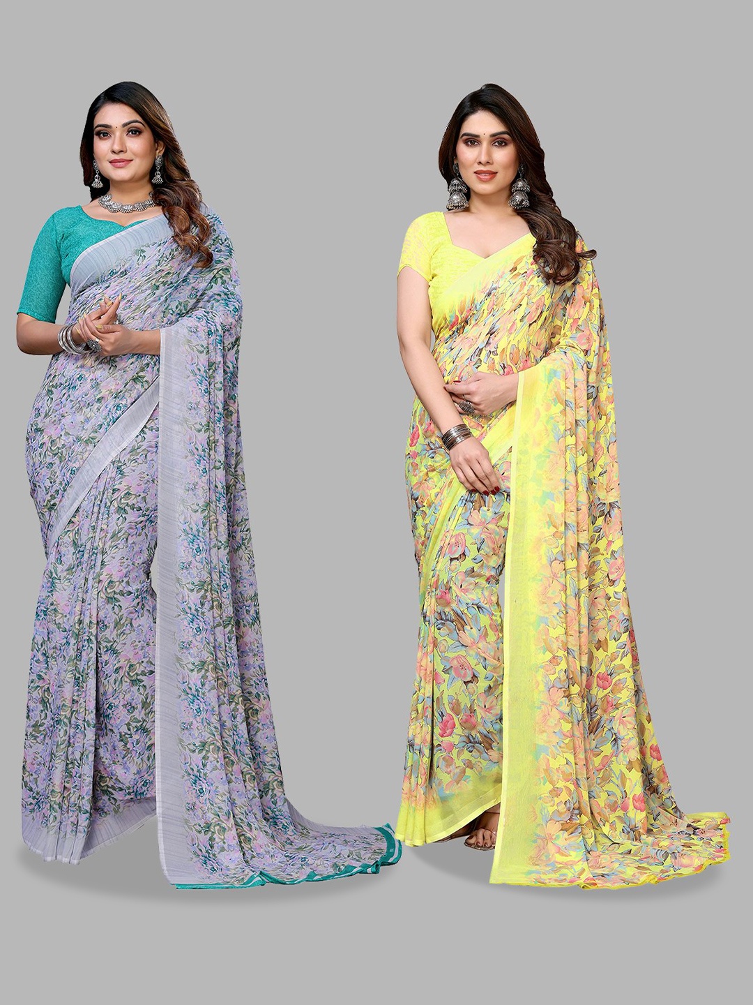 

Moda Rapido Floral Poly Georgette Saree, Yellow