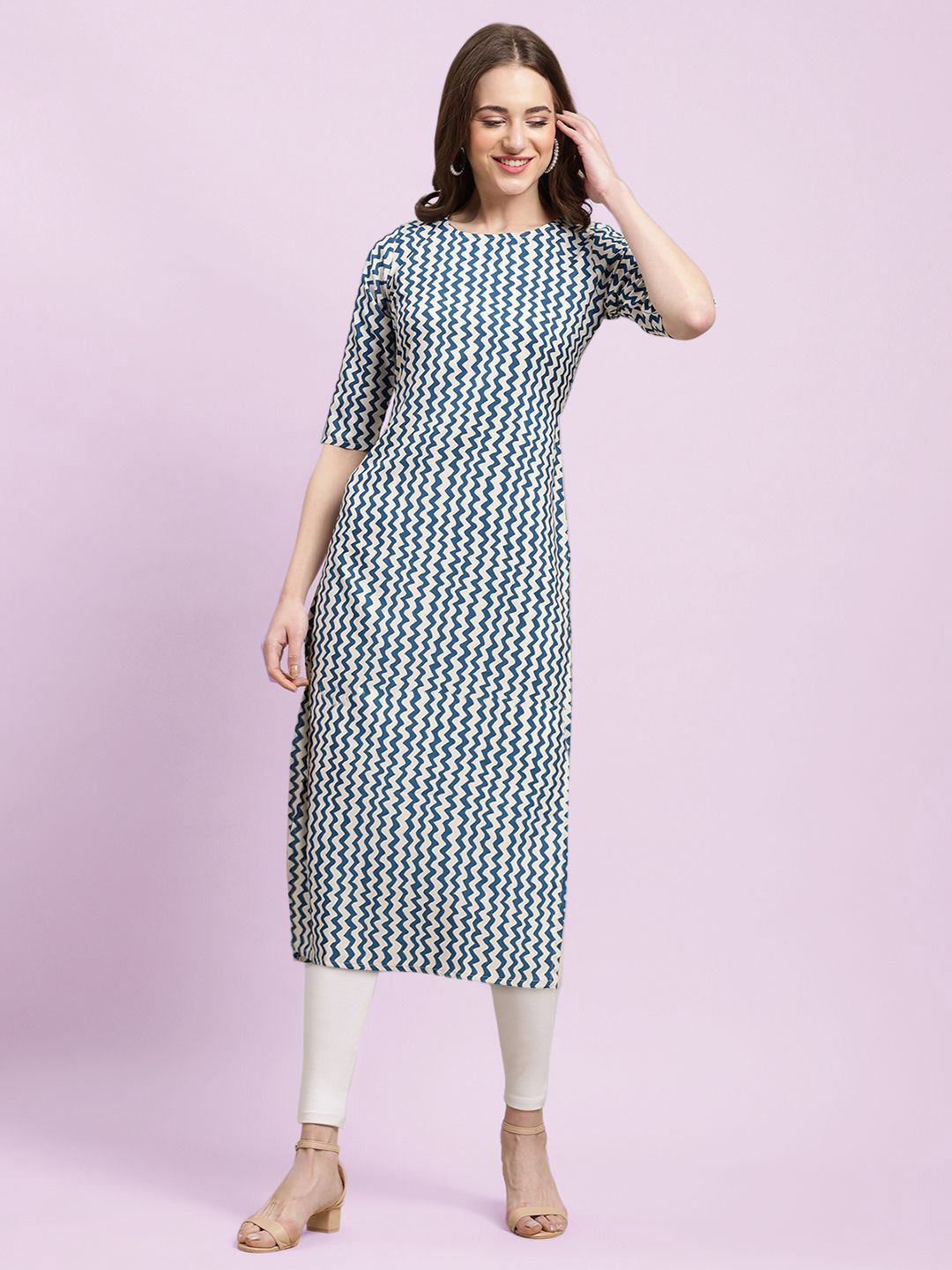 

Moda Rapido Women Printed Straight Kurta, Blue