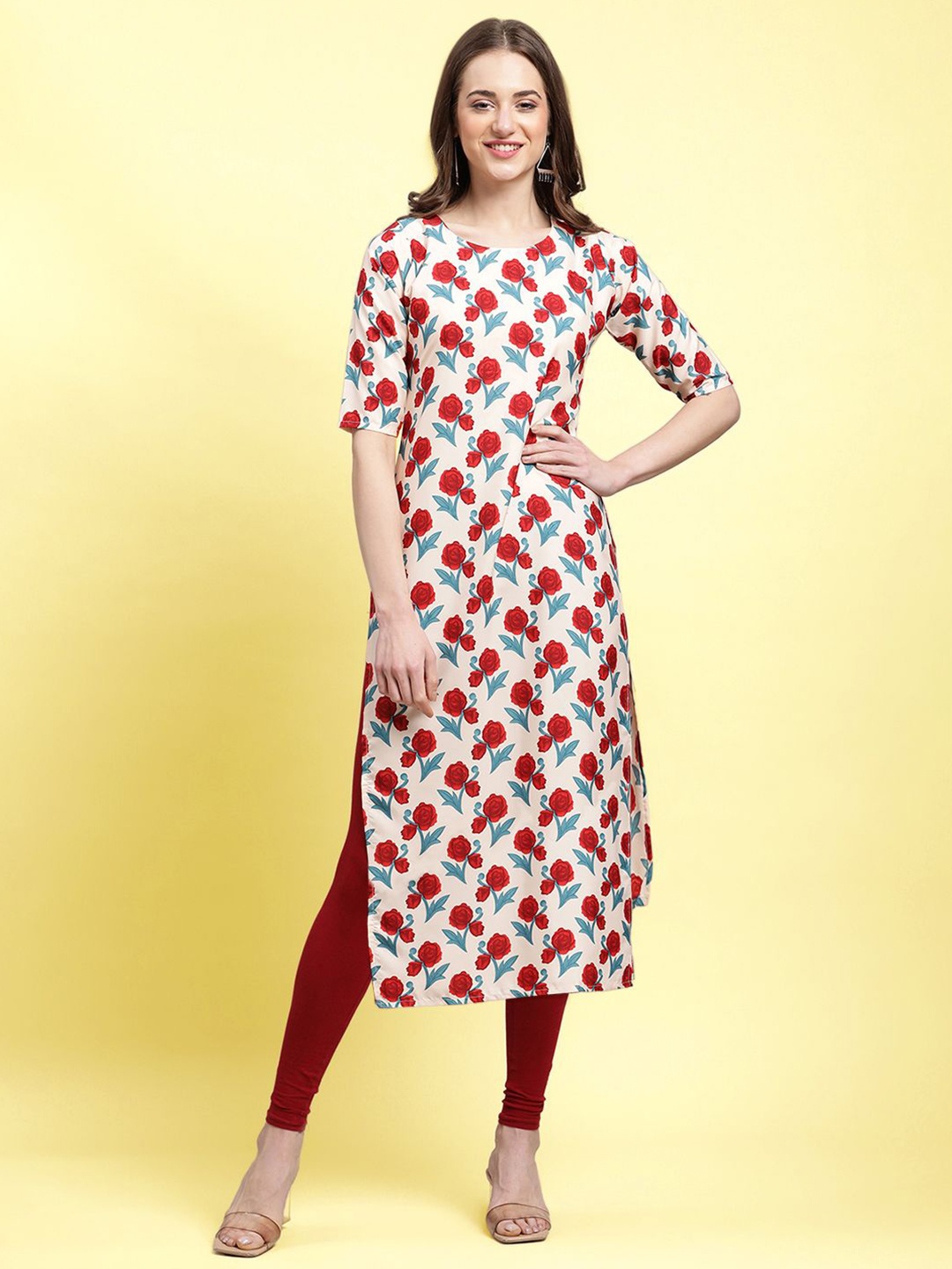 

Moda Rapido Floral Printed Kurta, Red