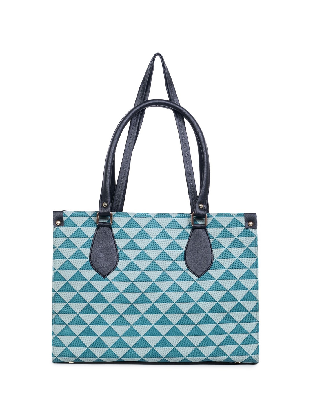 

CarryLux Geometric Textured PU Shopper Tote Bag with Quilted, Blue