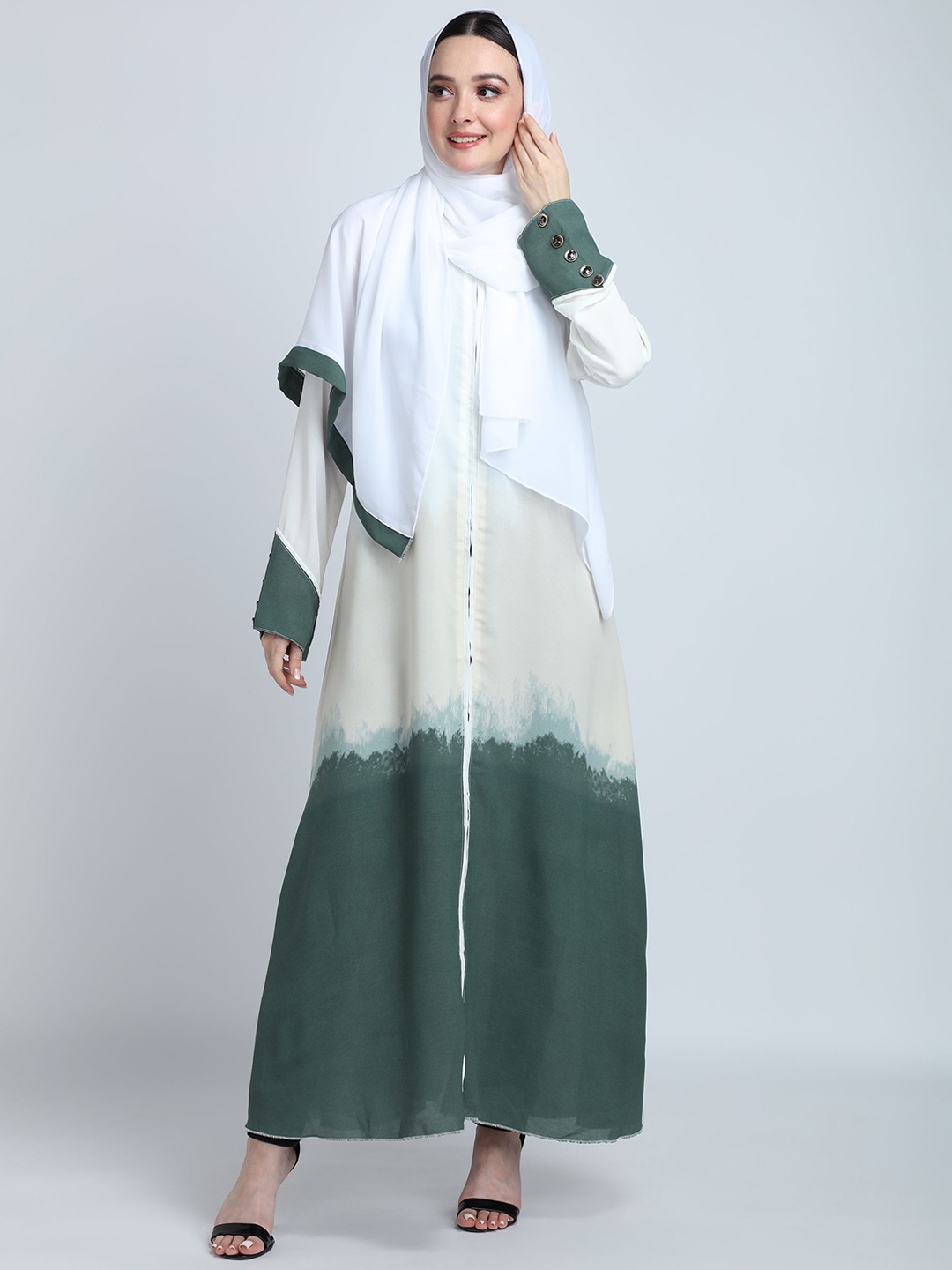 

BROKE BRAND Ombre Burqa With Scarf, White