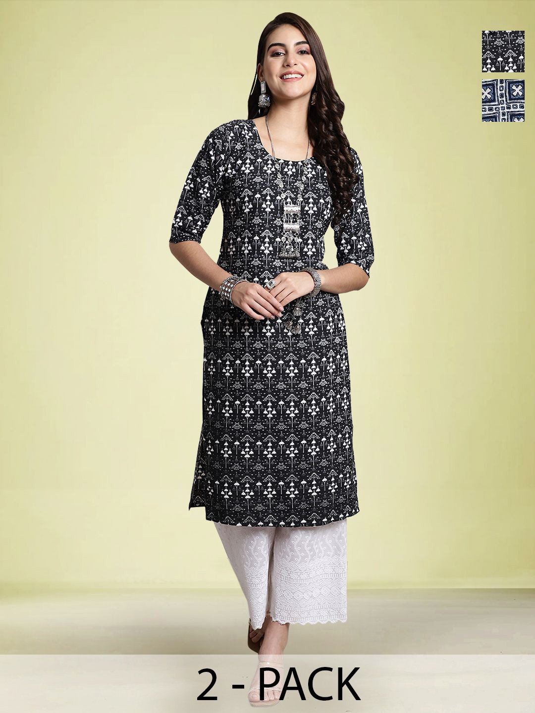 

Moda Rapido Pack Of 2 Printed Straight Kurta, Blue