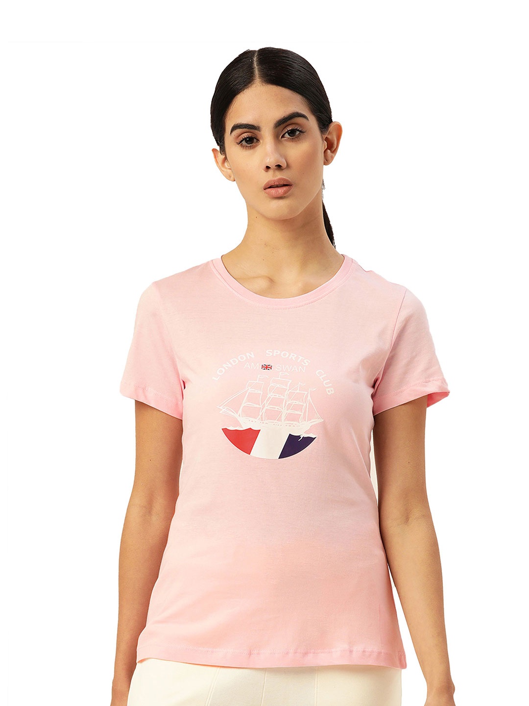 

AMSWAN Print Cotton Top, Pink