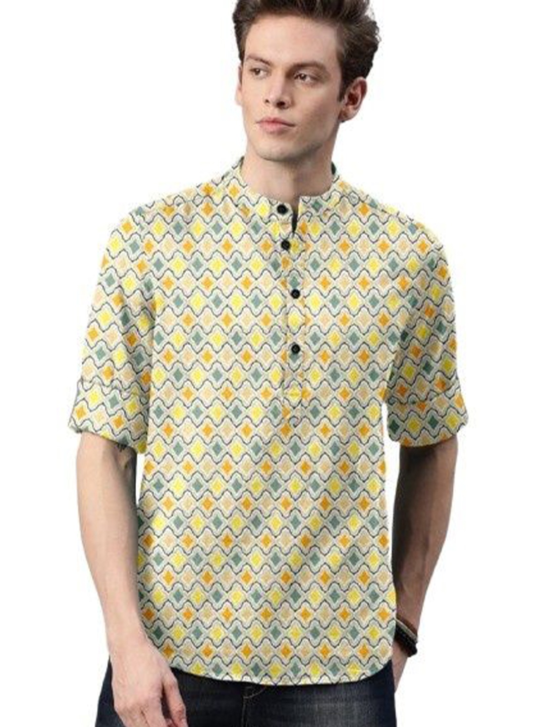

ISUEL FAB Men Floral Printed India Slim Fit Casual Shirt, Olive