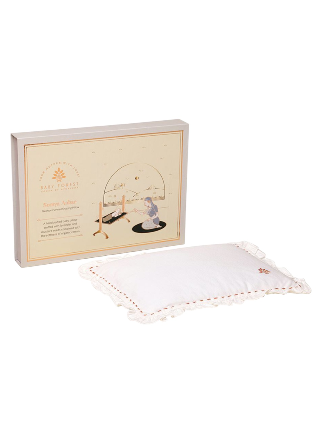 

Baby Forest Somya Aakar Newborns Head-Shaping Mustard (Rai)& Lavendar Seeds Stuffed Pillow, White