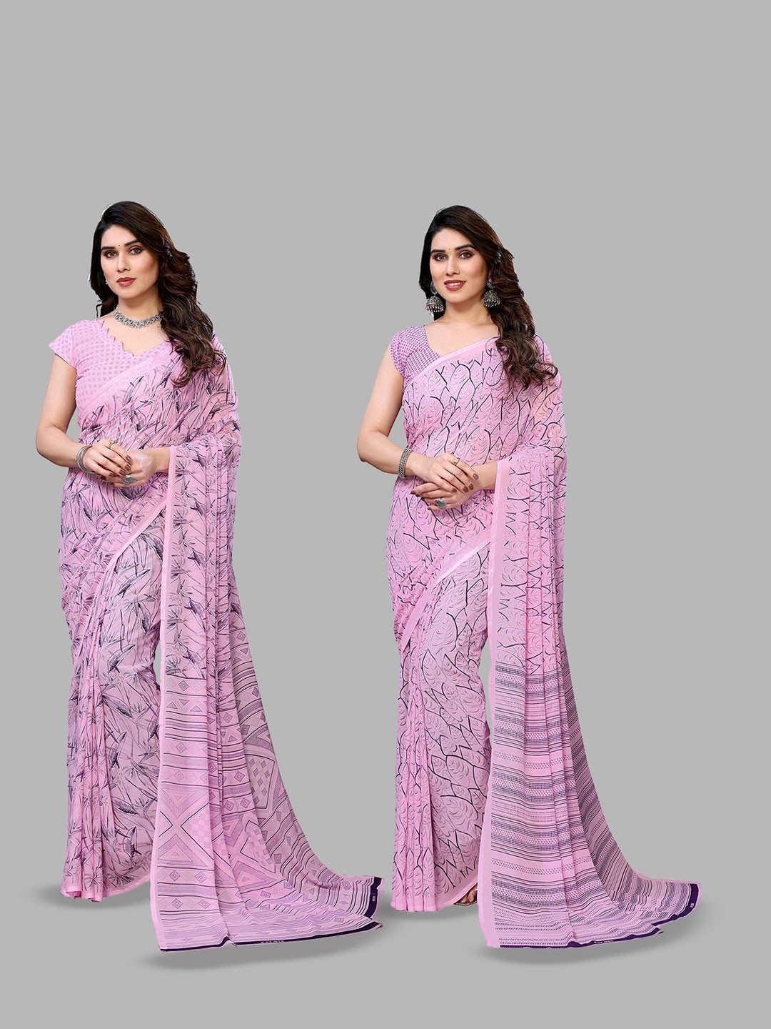 

Moda Rapido Floral Poly Georgette Saree, Pink