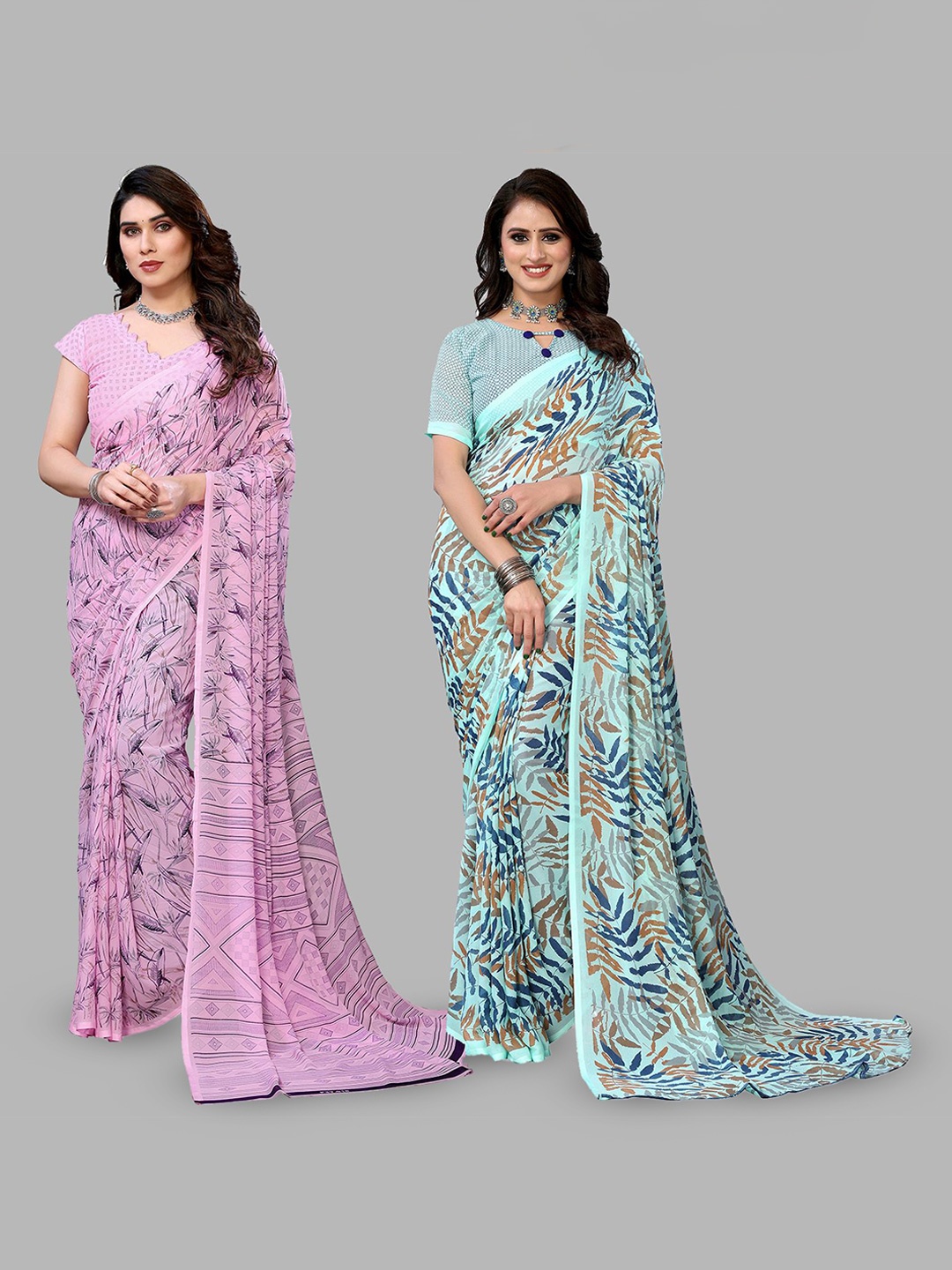 

Moda Rapido Floral Poly Georgette Saree, Pink