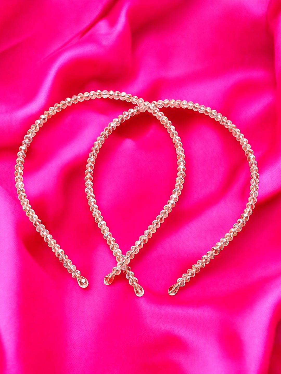 

LYTIX Girls Set Of 2 Crystal Rhinestone Headbands, Pink