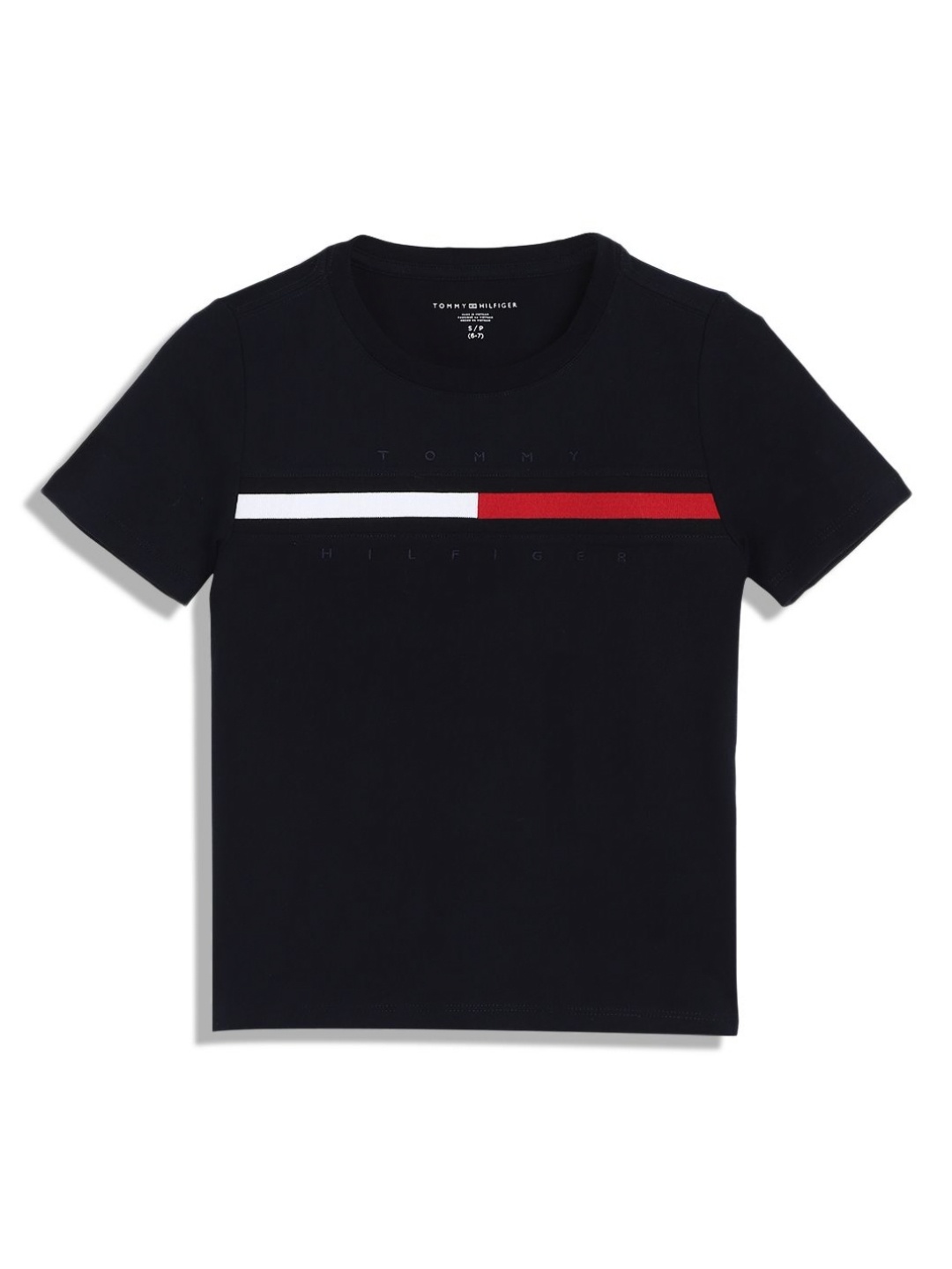 

Tommy Hilfiger Boys Striped Round Neck Cotton T-shirt, Navy blue