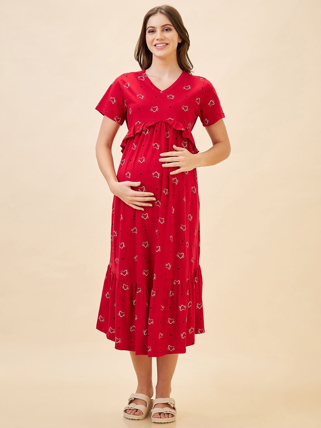 

AV2 Printed Nightdress, Red