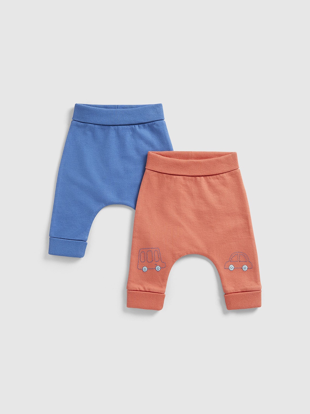 

Mothercare Infant Boys Pack Of 2 Pure Cotton Mid-Rise Joggers, Orange