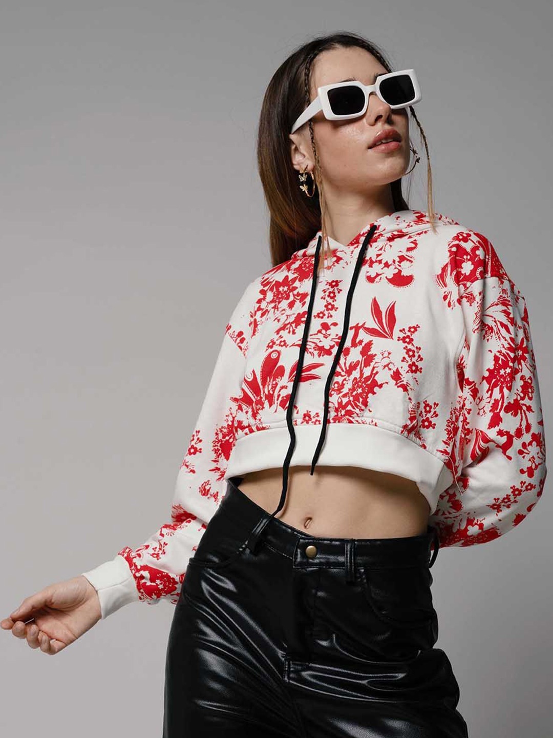 

DressBerry Women Printed Hooded Sweatshirt, Cream