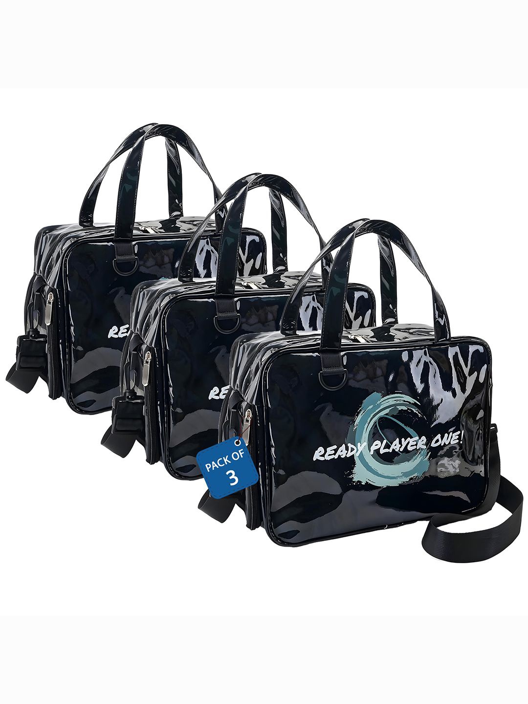 

Kuber Industries Set Of 3 Waterproof Make Up Organizers With Zip, Black