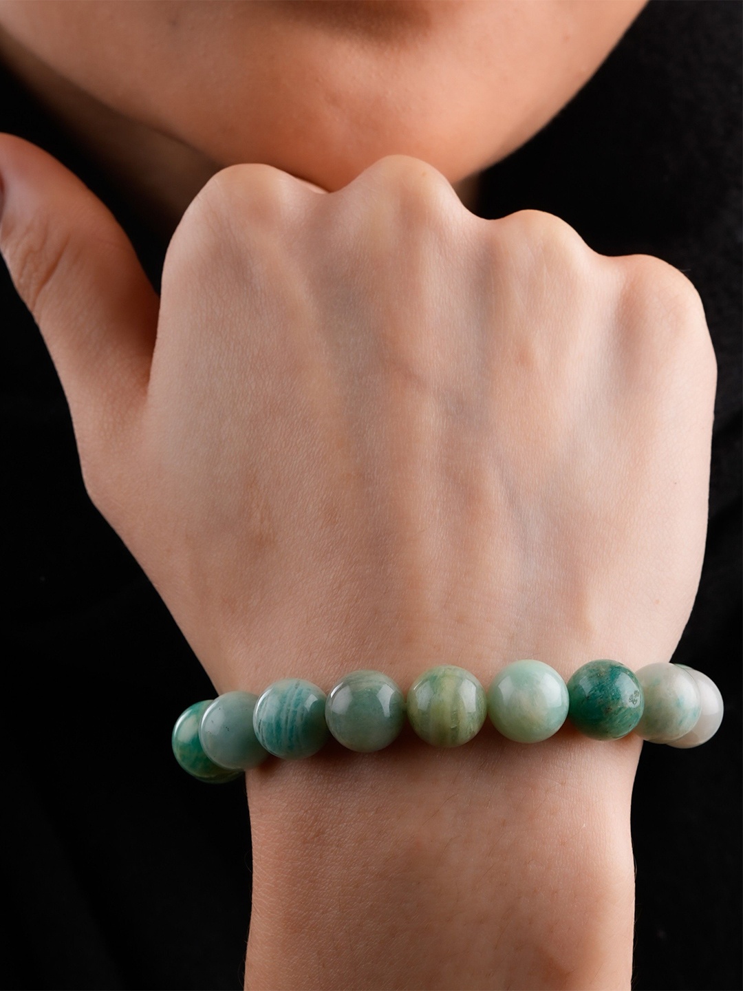 

TOTAPARI Unisex Agate Amazonite Gemstone Elasticated Bracelet, Blue
