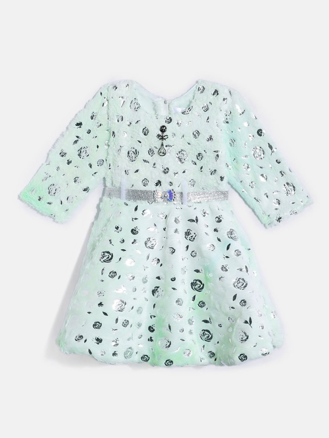 

HERE&NOW Girls Woollen Sweater Dress, Sea green