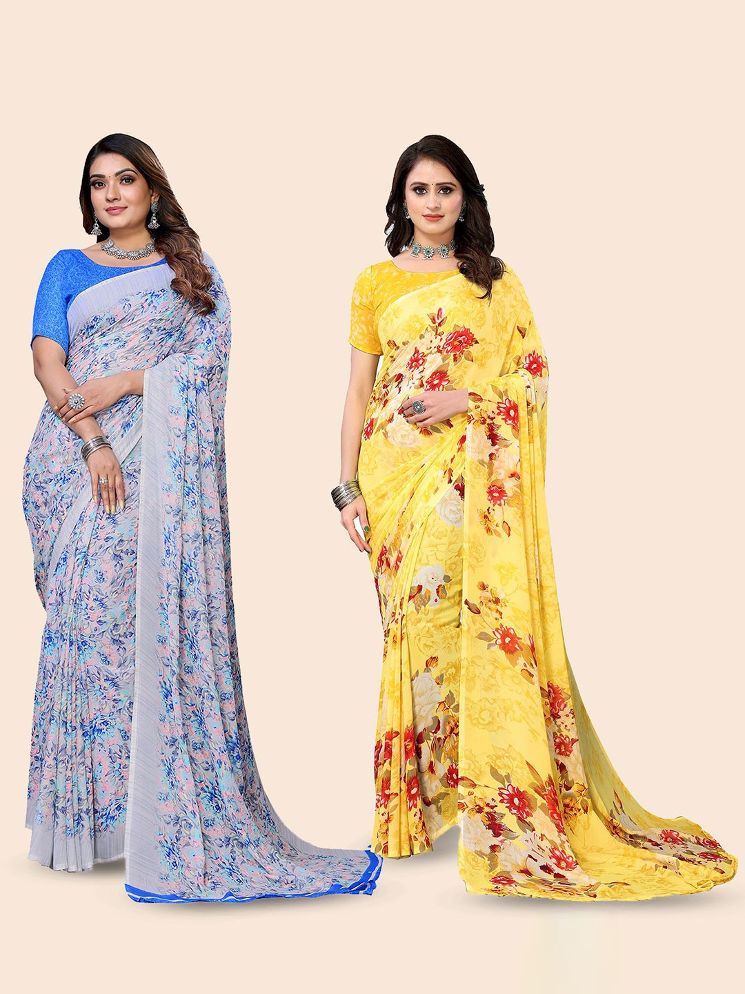 

Moda Rapido Floral Poly Georgette Saree, Yellow